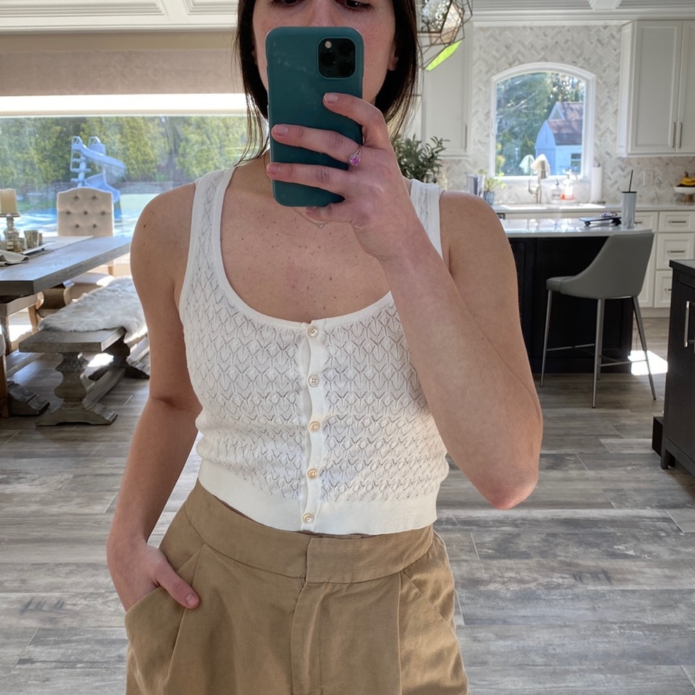 Aritzia White Knit Tank Top